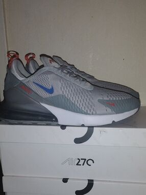 Nike Air Max 270 Grey with Blue & Red Accents